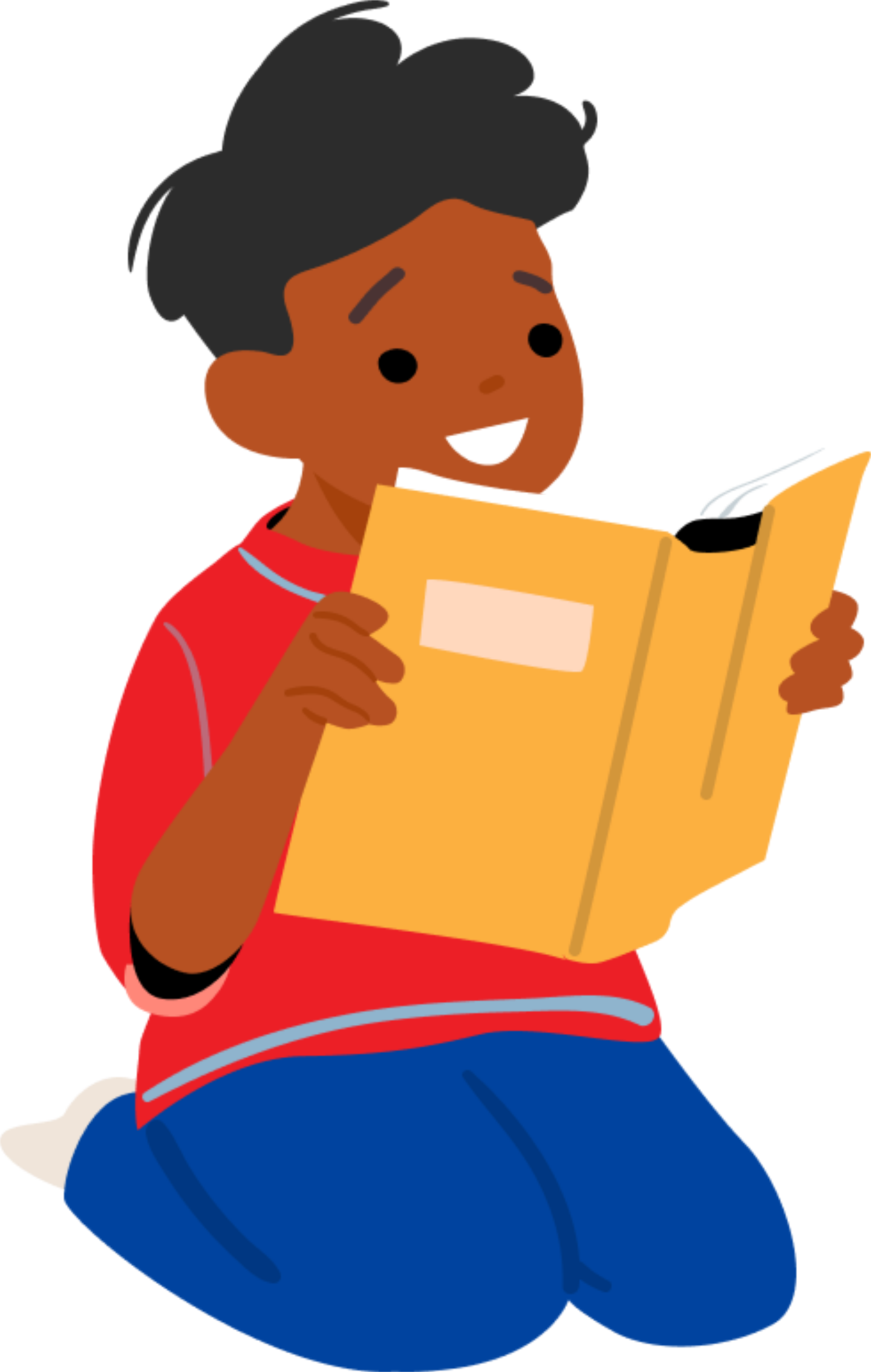 A boy enjoying a book.